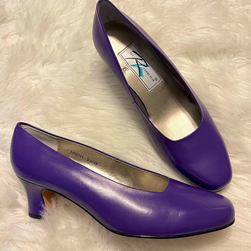 Vintage 1980’s Ros Hommerson Purple Leather Pumps Heels Size 9WW